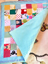 Handmade❤️Baby Patschworkdecke Spieldecke Schlafdecke Türkis Kuschel-Wendedecke