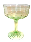 3 Vintage Uranium Hocking Circle Green Depression Champagne/Wine Glasses 1930'S