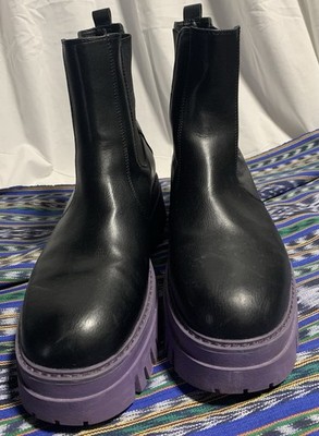 Limelight Size 10 Black Kamila Chelsea Boots Purple Lugged Platform Sole EUC