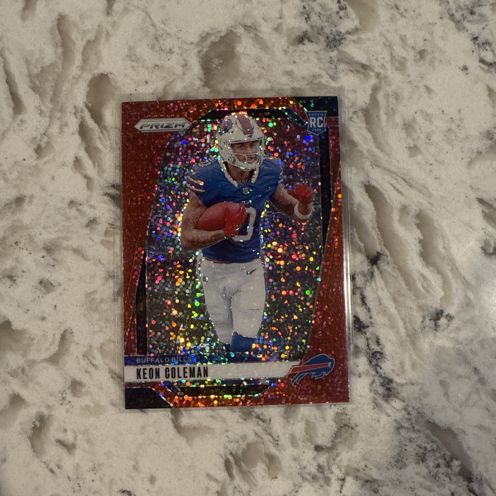KEON COLEMAN 2024-25 PANINI PRIZM ROOKIE RED SPARKLE BILLS #362 RC