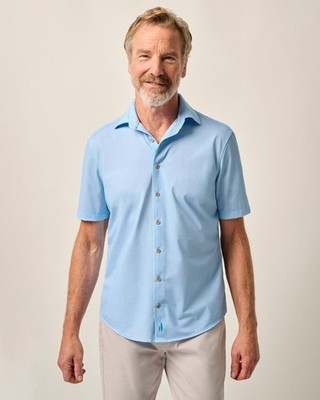 johnnie-O Short Sleeve Hangin' Out Knit Button Down Shirt - Spielman