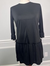 MIU MIU Dress (L)TRIACETATE Drop Waist-Black-Mini Dress-Coquette-LBD-LUXURY-Goth