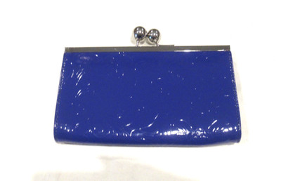 Baekgaard blue patent leather wallet, giant kiss lock
