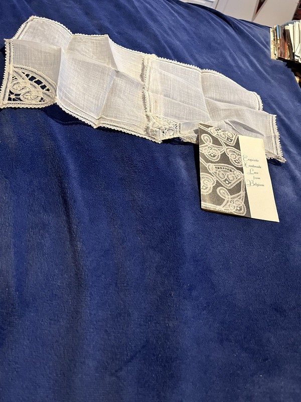 2 Squares Of  Belgian Lace With Paperwork, Never Used