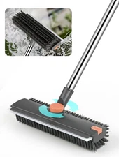 Floor Scrub Brush with Long Handle,3 in 1 Multi-Angle Heavy Duty Stiff Bristle S