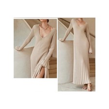 DISSH Reign Long Sleeve Stretch Ribbed Knit Midi Dress Stone Size Small NEW