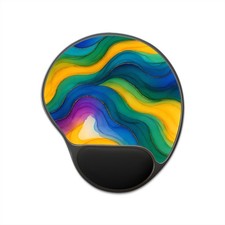 Colorful Wavy Abstract Art Mouse Pad with Wrist Rest