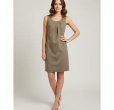 Saba Womens Beige Cotton A-Line Dress Size 12 Lined Business Work Function