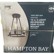 Hampton Bay Stratton 14 in. 3-Light Black Semi-Flush Mount 1005 889 664