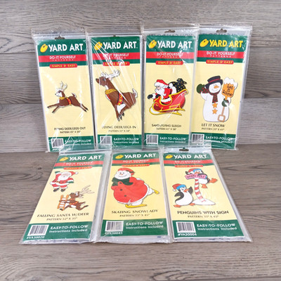 Yard Art Do it Yourself Patterns 1998 Snowman Mrs Claus Santa Deer Lot Of 7