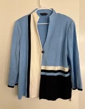 Ming Wang Colorblock One Button Knit Jacket w/ Small Defect Size Large New Read