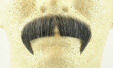 Dark Grey 100 Human Hair European Character Elegant Handlebar Mustache 2028