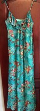 Pretty Mylene Klass Green floral strappy summer lined Maxi dress size 10 -Ex Con
