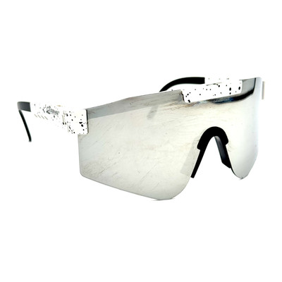 Fairway Mortgage Shield Sunglasses White Frame Silver Mirror Lens Adjustable