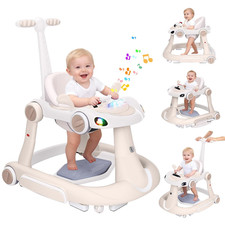 Baby Walker with Wheels, 5-In-1 Foldable Infant Toddler Walker for Boys Girls 6-