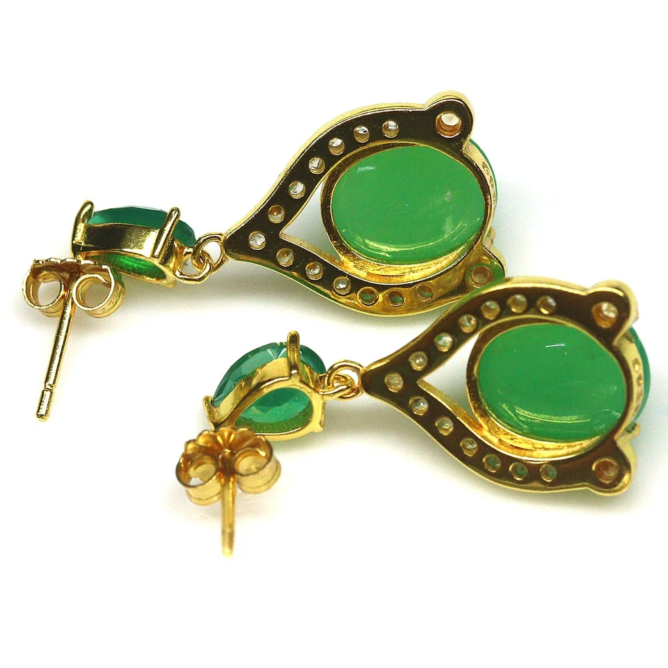 Giff For Her Plata 925 9 x 11 mm. Pendientes de crisoprasa verde, ágata y circón Foto 3 de 4