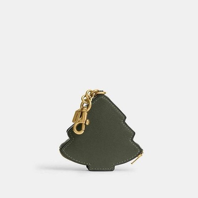 Coach Tree Coin Purse Bag Charm Wallet in Dark Cypress Glovetanned Leather NWT