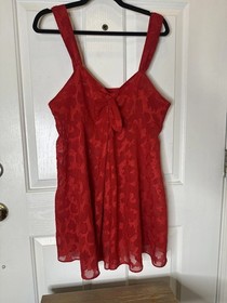 VTG Victoria's Secret Babydoll Gown Large Red Chiffon Bow Lingerie Gold Label