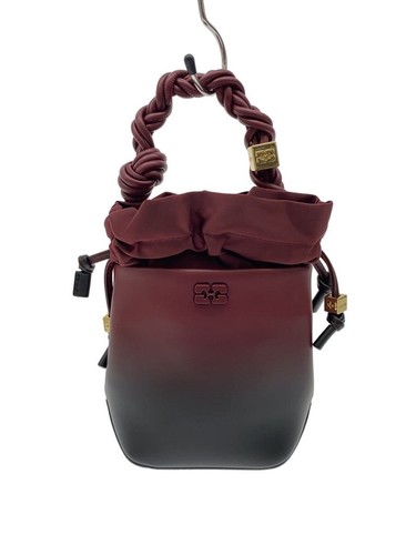GANNI Handbag Bordeaux Leather Crossbody Used Authentic