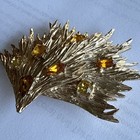 Vintage Unusual LEDO Free Flowing Brooch Pin with AMBER Rhinestones — photo 2