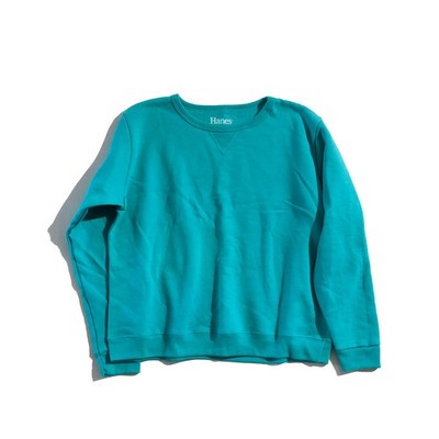Hanes Sweatshirt Womens Size M Blue Soft Sweats Eco Smart Crewneck Long Sleeve