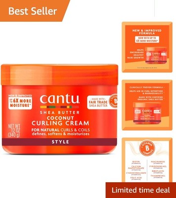 Moisturizing Coconut Curling Cream with Pure Shea Butter, 12 oz - For Curly Hair