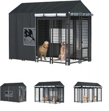 Outdoor Dog Kennel Cover - Full Coverage for 8'Dx4'Wx6'H Dog Cages, 600D Heavy D