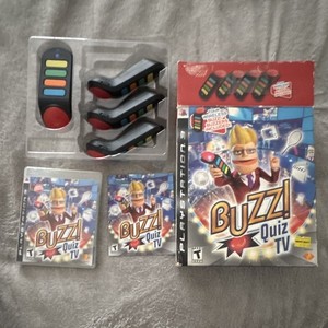 Sony Buzz! Quiz TV PS3 Quiz Game Bundle w/ 4 Wireless Buzzers Never Used