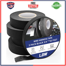 5 Rolls 3/4 Inch X 50 FT Wire Harness Cloth Electrical Tape, Wire Loom Tape Wiri