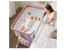 3 in 1 Baby Beside Crib for Babies from Birth to 9kg, Portable Bassinet Pink
