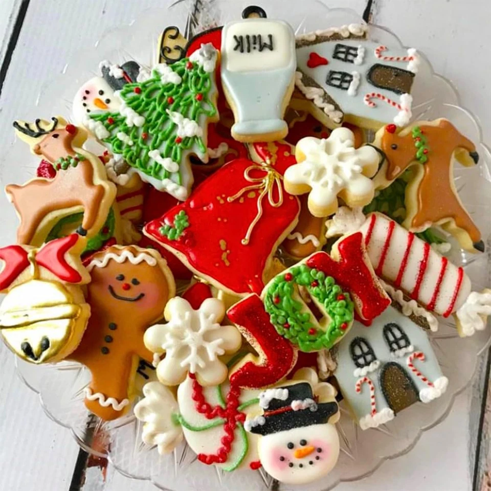 Juego de cortadores de galletas de Navidad 8 piezas, cortador de fondant de acero inoxidable Foto 2 de 4