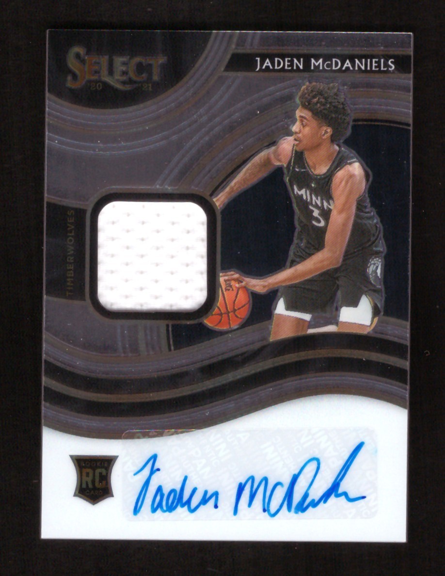 2020-21 Panini Select Jaden McDaniels RC Rookie Jersey Auto 155/199