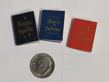 Lot of 3 Miniature Mini Halloween Books Spells and Potions Witch Dollhouse Dolls