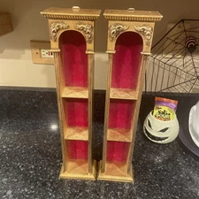 VTG Set Of Decorative Wood Red Velvet Wall Tabletop Curio Display Case Japan 17”