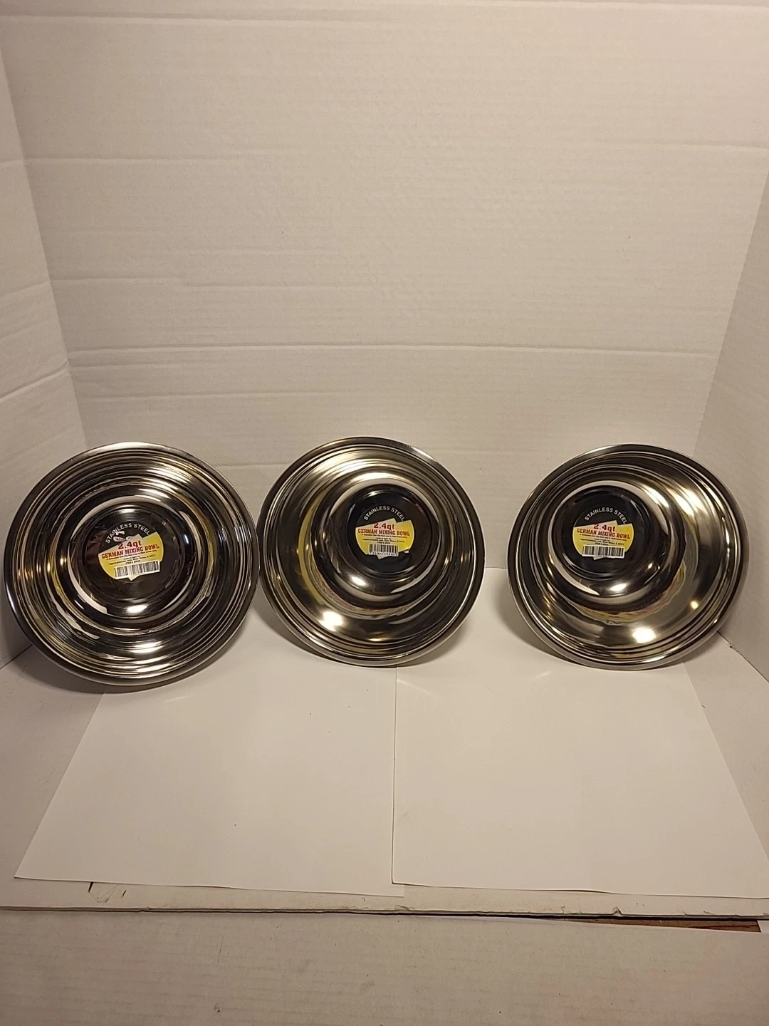 2.4 Qt Mixing Bowl - German Stainless Steel, Set Of 3 New Bowls.