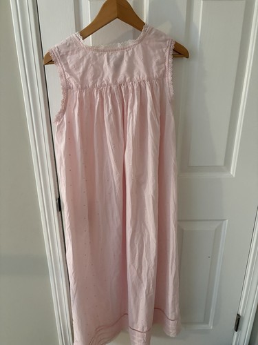 Erika Taylor Cotton Women Pink Nightgown Lace Embroider Medium Cottagecore Boho - Picture 8 of 8