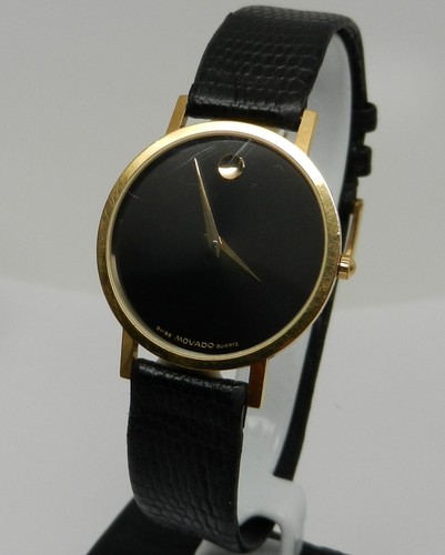 Men's Authentic Swiss Vintage Movado 31mm Museum Ultra Thin Gold W/ Black Dial - Picture 17 of 19
