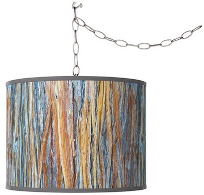 Giclee Glow 13 1/2'' Wide Striking Bark Shade Plug-In Swag Pendant