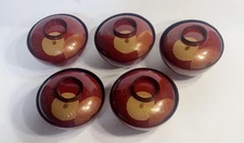 Echizen lacquerware gold makie bowl set, 5 pieces