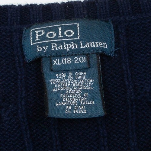 Polo By Ralph Lauren Boys Cable Knit Sweater Vest Size XL Navy Blue Preppy - Picture 3 of 5