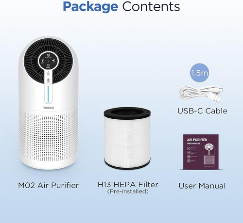 Mooka Home Room True HEPA Air Purifier Large Room Air Cleaner for Smoker Pollen - Picture 10 of 11