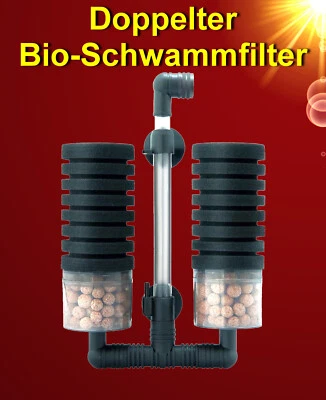 MAXBIO-200L🐟 DOPPEL BIO SCHWAMMFILTER 🐟 Innenfilter Aquarium Zubehör Garnelen