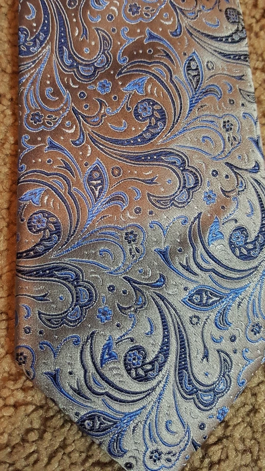 Corbata para hombre Y & G, estampado cachemir, plateada/azul Foto 2 de 2