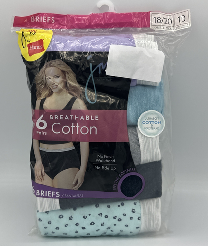 Just My Size Hanes Womens 6-Pair Brief Underwear Panty Cotton Multicolor Size 10