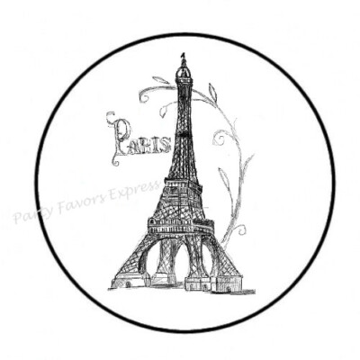 2cm 32x Sticker Decal Letter Post Paris Eiffel Tower Colourful Round R1607