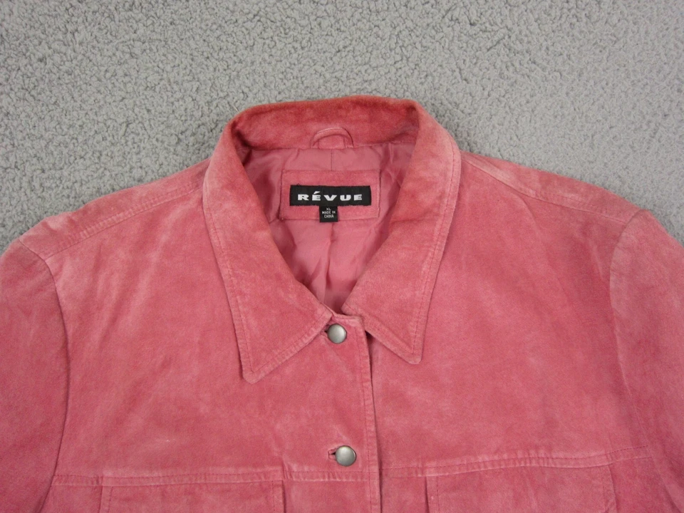 Chaqueta de gamuza Revue para mujer extra grande XL cuero rosa a presión camionero damas Foto 2 de 4
