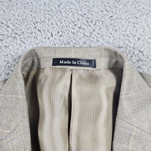 Pendleton Blazer Mens 42L Long Khaki Wool Pane Check Sport Coat Jacket 2 Button - Picture 6 of 15