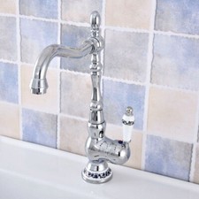 Polished Chrome Brass Ceramic Base Handle Kitchen Faucet Swivel Mixer Tap fsf672