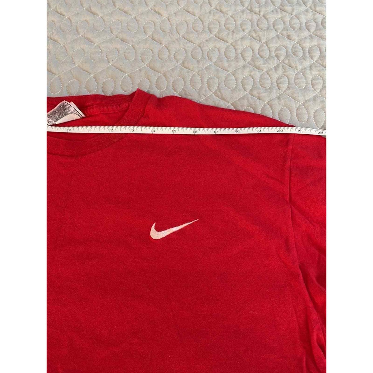 Vintage Nike White Tag Embroidered Swoosh Made In USA Red T-Shirt
