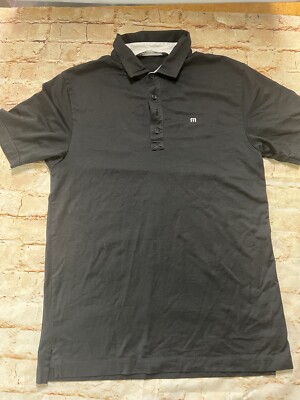 Travis Mathew Polo Shirt Mens Medium Golf Black Short Sleeve